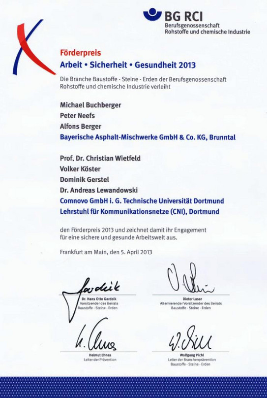Förderpreis certificate