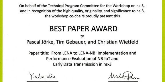 Best paper award certificate