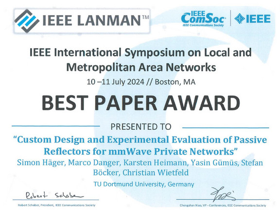 CNI receives Best Paper Award at LANMAN 2024.